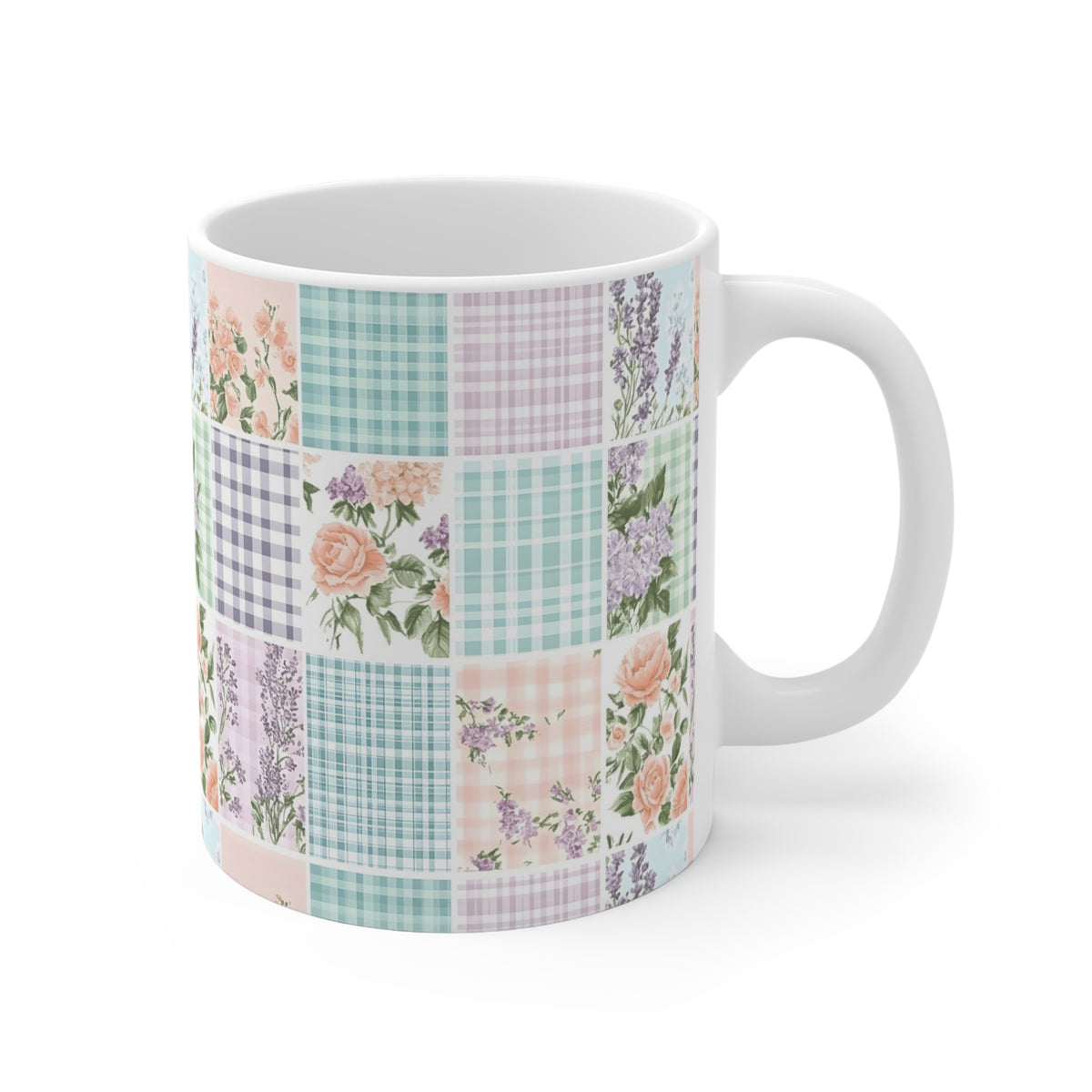 Farmhouse Patchwork Pastel Pattern Coffee Cup  (3)