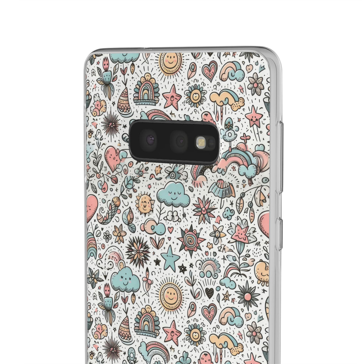 Pastel Doodle Pattern Phone Case – A Playful Touch of Elegance