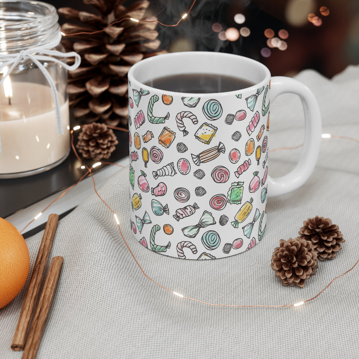 Colorful All-Over Candy Theme Coffee Mug Fun Ceramic Drinkware 429