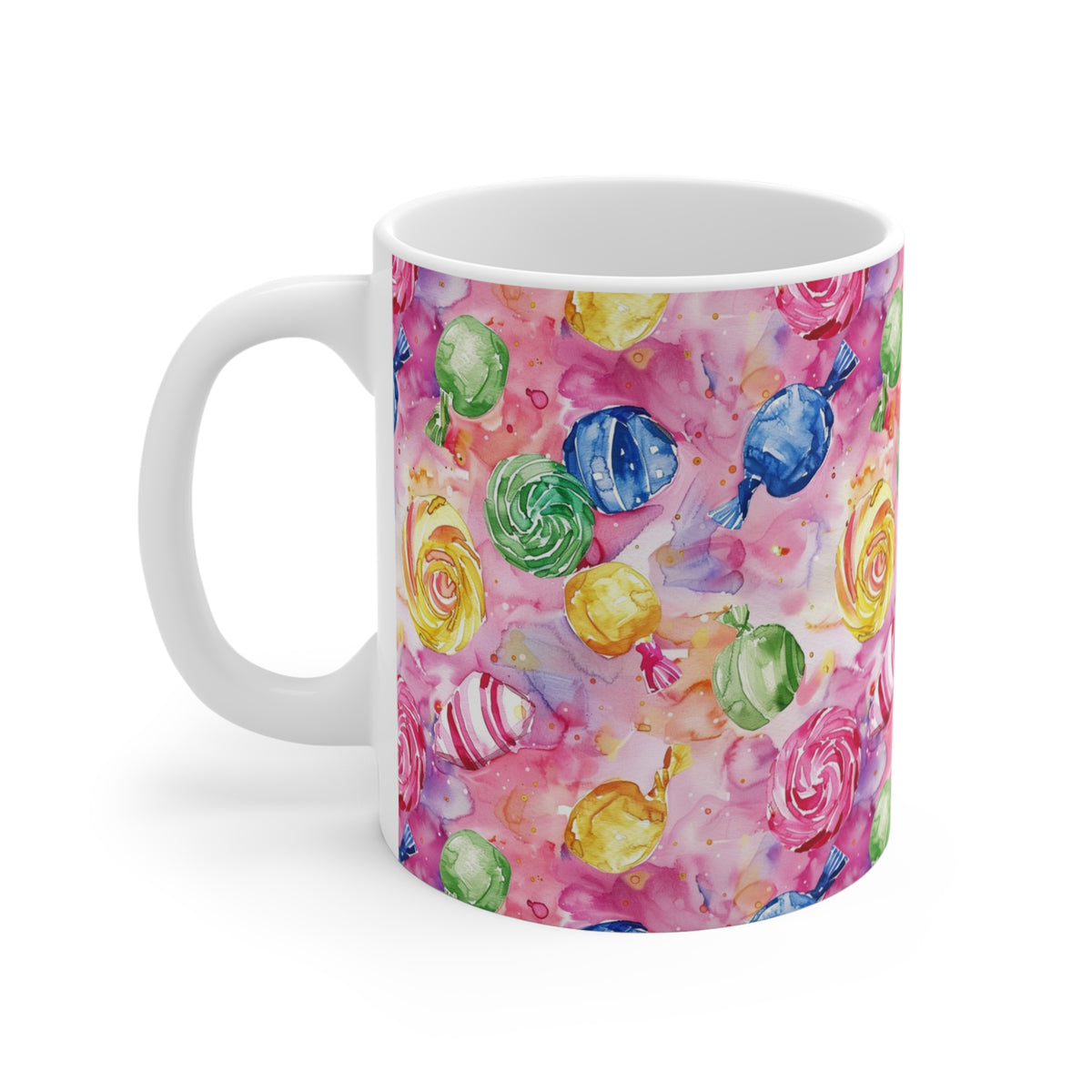 Colorful All-Over Candy Theme Coffee Mug Fun Ceramic Drinkware 378