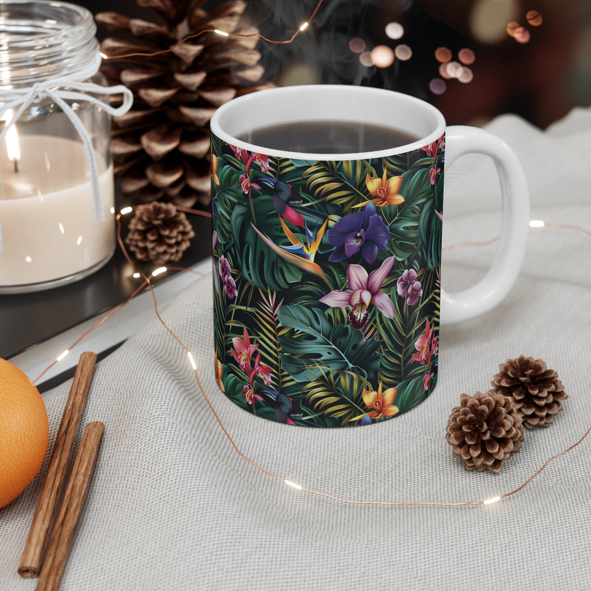 Endless Forest Pattern Coffee Mug - Nature-Inspired Ceramic Drinkware 058