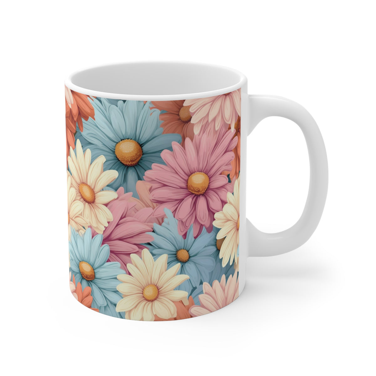 Pastel Daisies Pattern Coffee Cup-Floral Ceramic Mug for Tea and Coffee  (5)