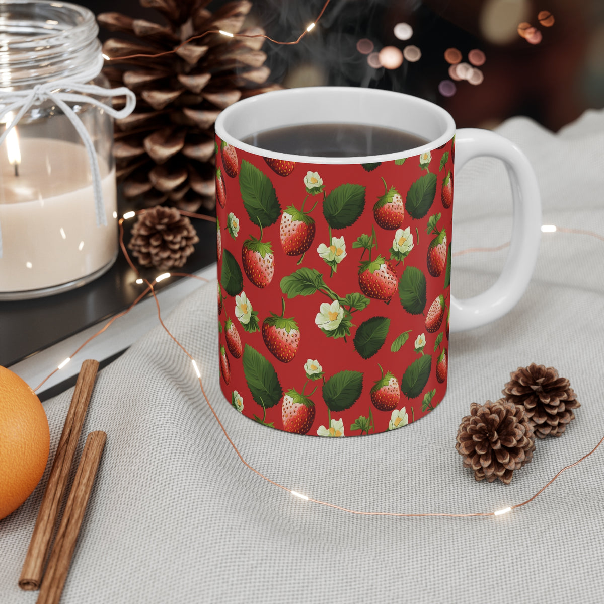 Vibrant Infinite Fruit Pattern Coffee Mug - Unique Ceramic Drinkware 953