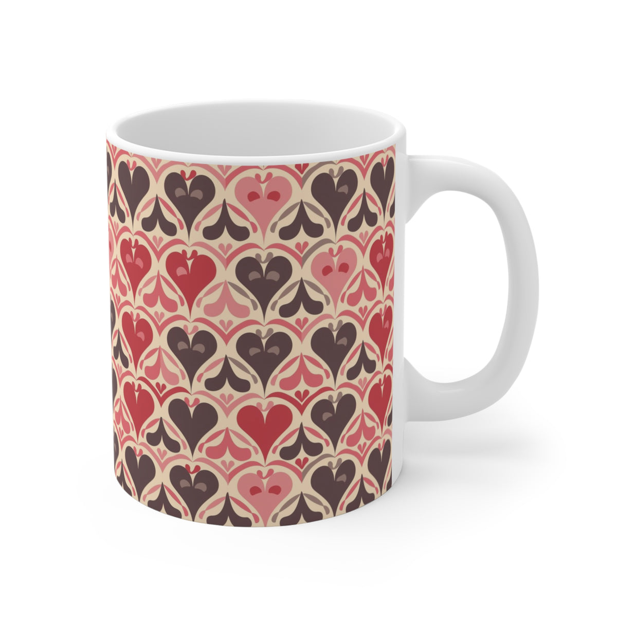Colorful Heart Design Coffee Mug - Endless Love Pattern Ceramic Cup 460