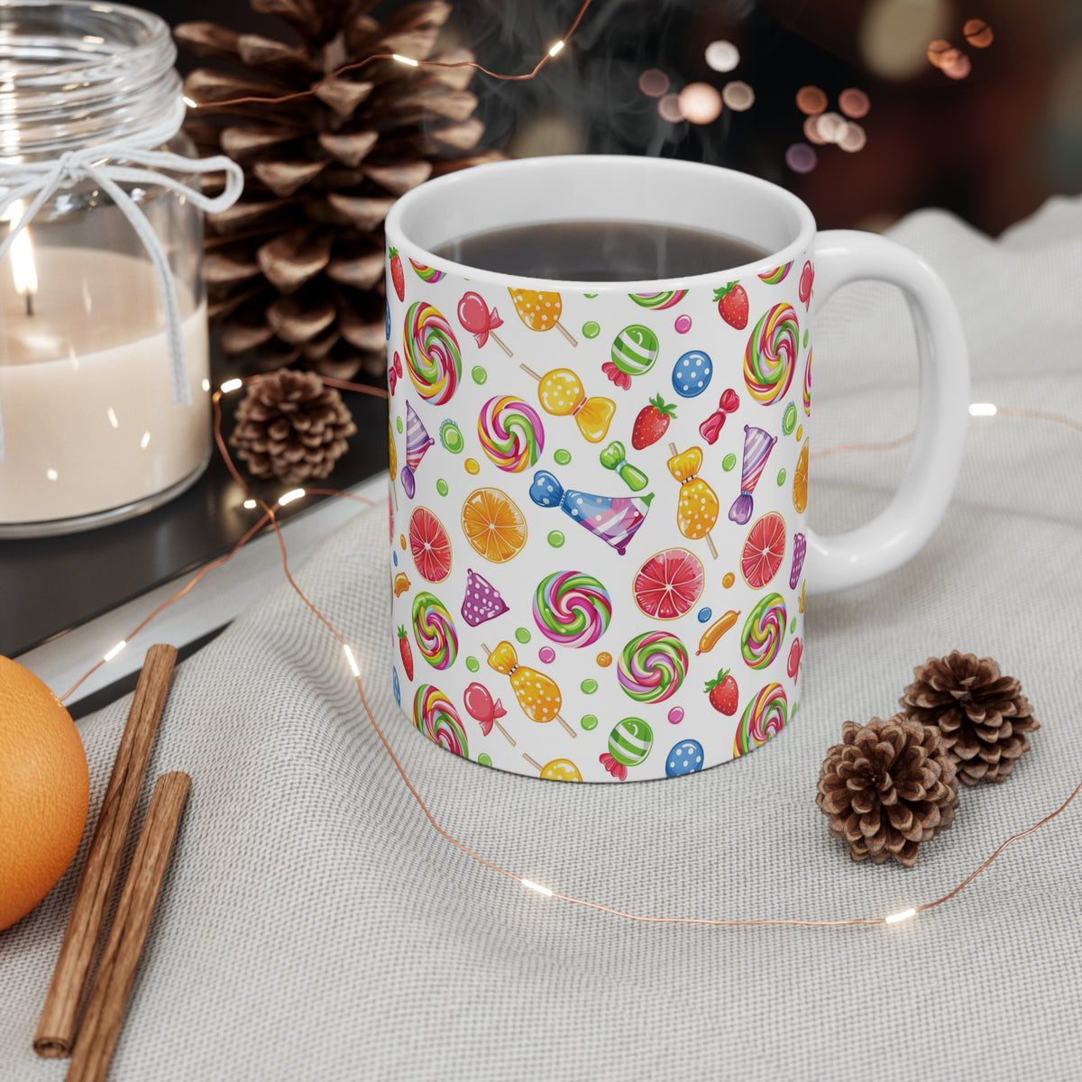 Colorful All-Over Candy Theme Coffee Mug Fun Ceramic Drinkware 119