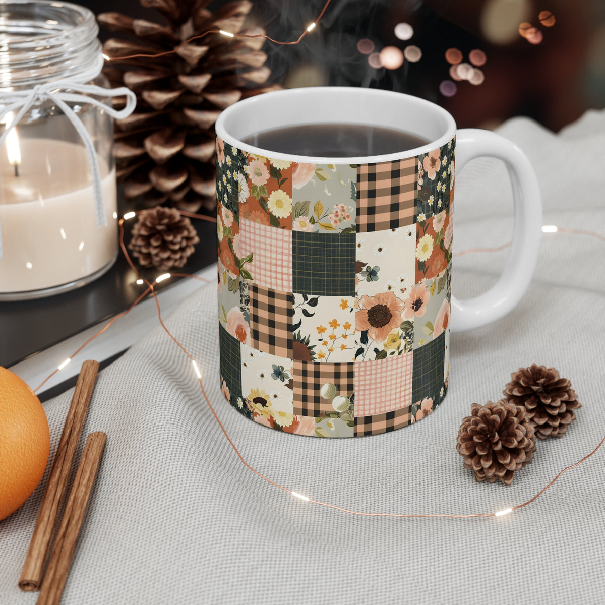 Farmhouse Patchwork Pastel Quilt Pattern Coffee Cup  (18)