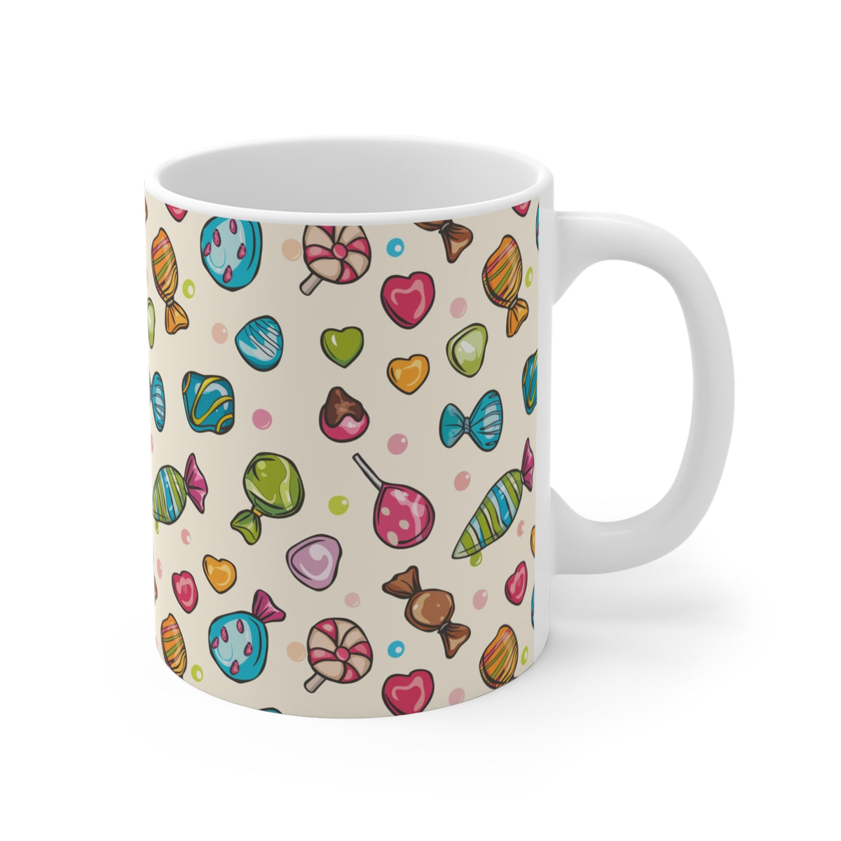 Colorful All-Over Candy Theme Coffee Mug Fun Ceramic Drinkware 340