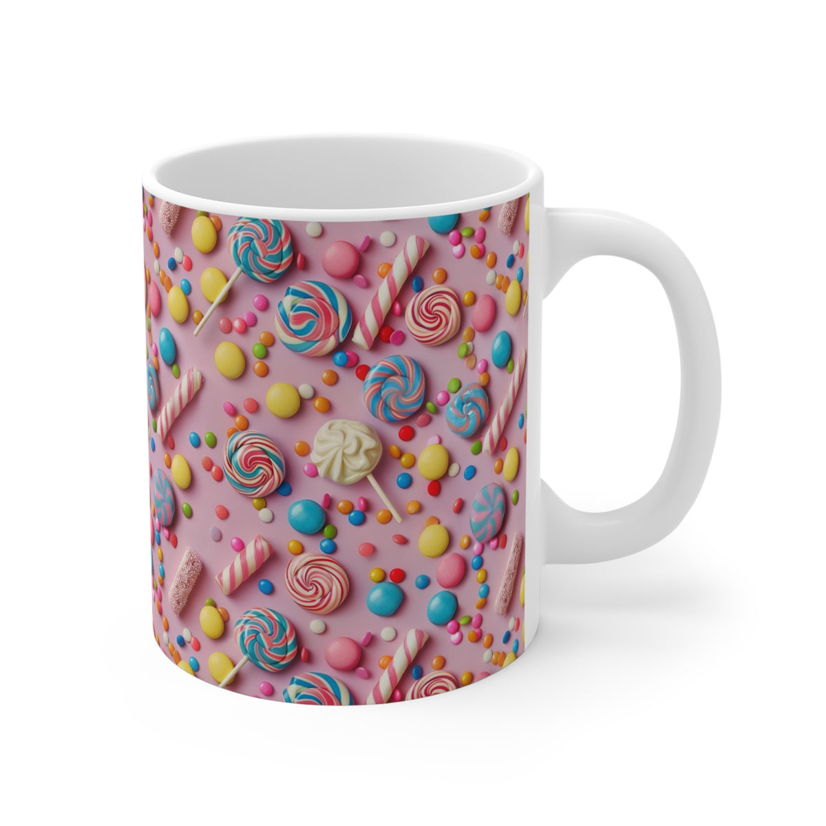 Colorful All-Over Candy Theme Coffee Mug Fun Ceramic Drinkware 324