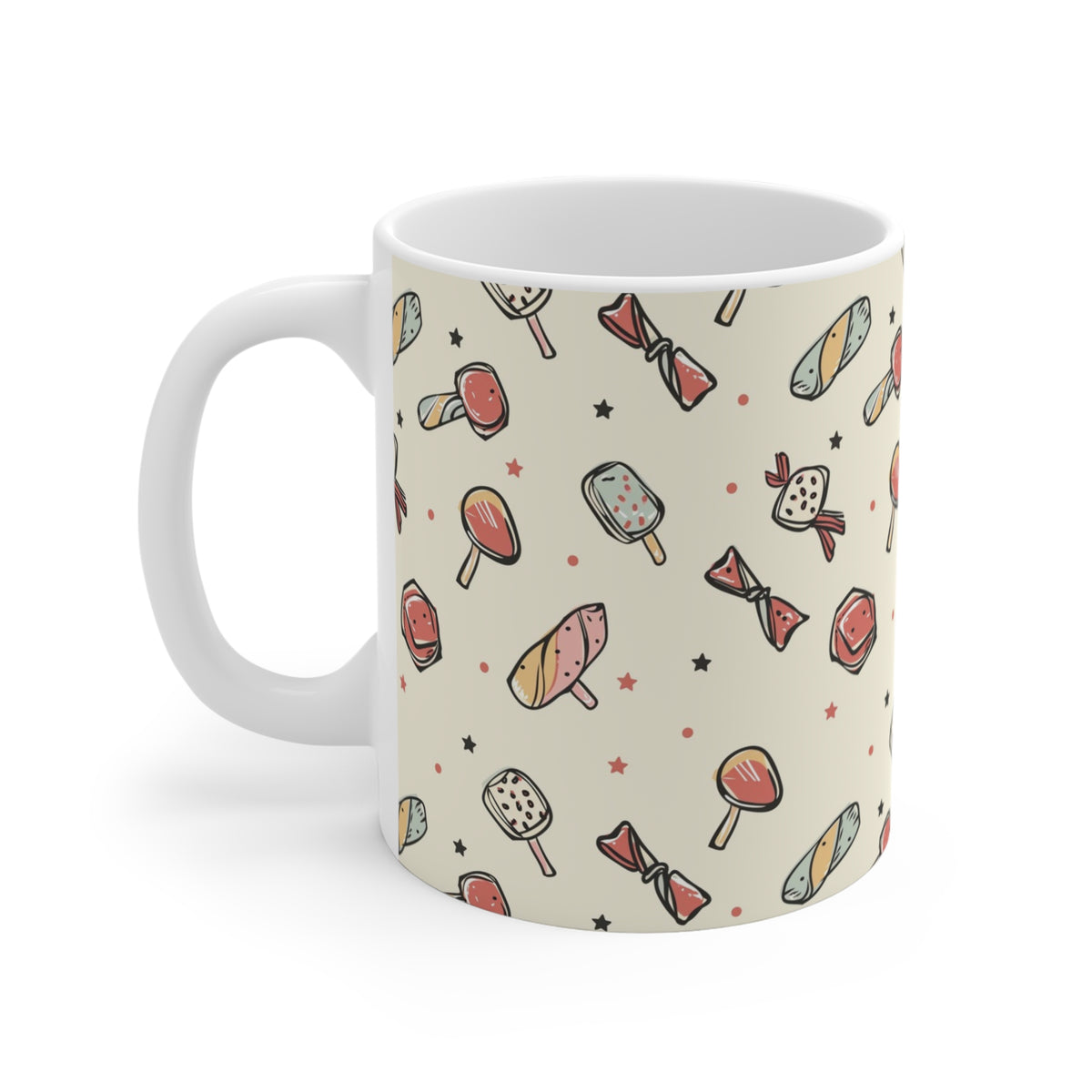 Colorful All-Over Candy Theme Coffee Mug Fun Ceramic Drinkware 247