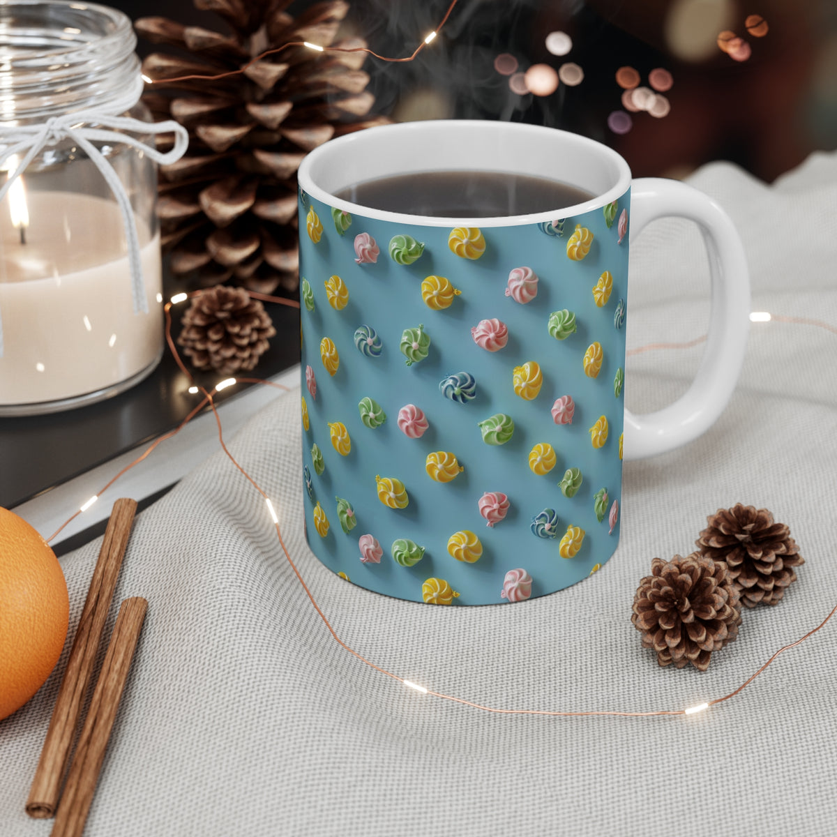 Colorful All-Over Candy Theme Coffee Mug Fun Ceramic Drinkware 457