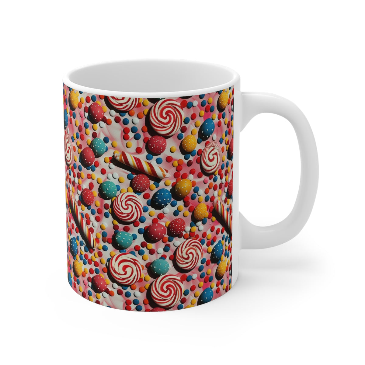 Colorful All-Over Candy Theme Coffee Mug Fun Ceramic Drinkware 356