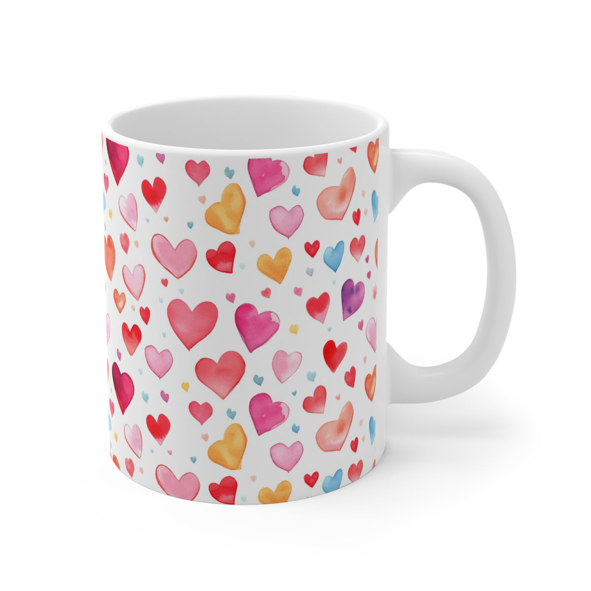 Colorful Heart Design Coffee Mug - Endless Love Pattern Ceramic Cup 959