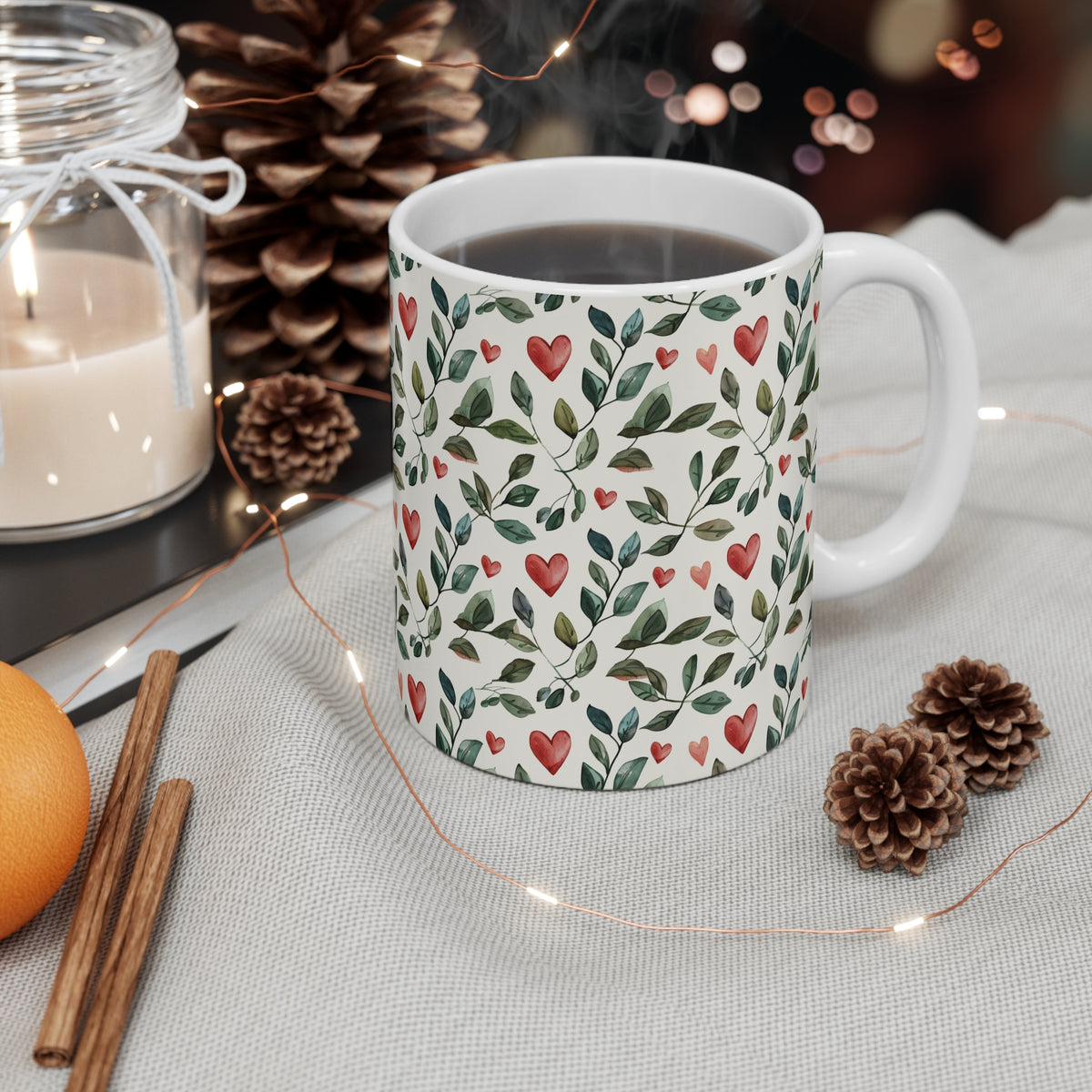 Colorful Heart Design Coffee Mug - Endless Love Pattern Ceramic Cup 800