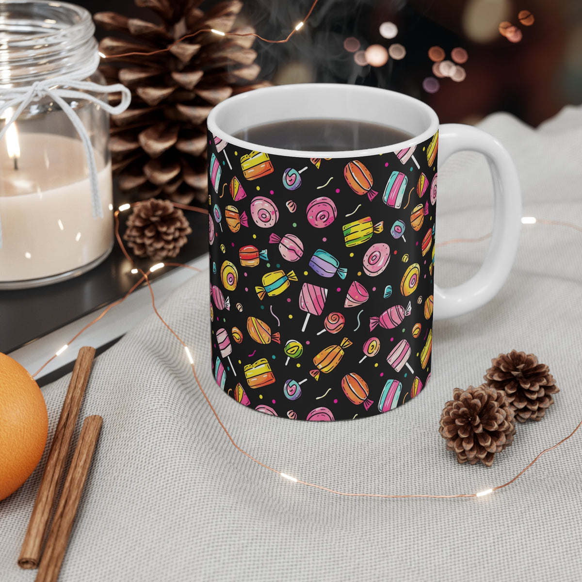 Colorful All-Over Candy Theme Coffee Mug Fun Ceramic Drinkware 042