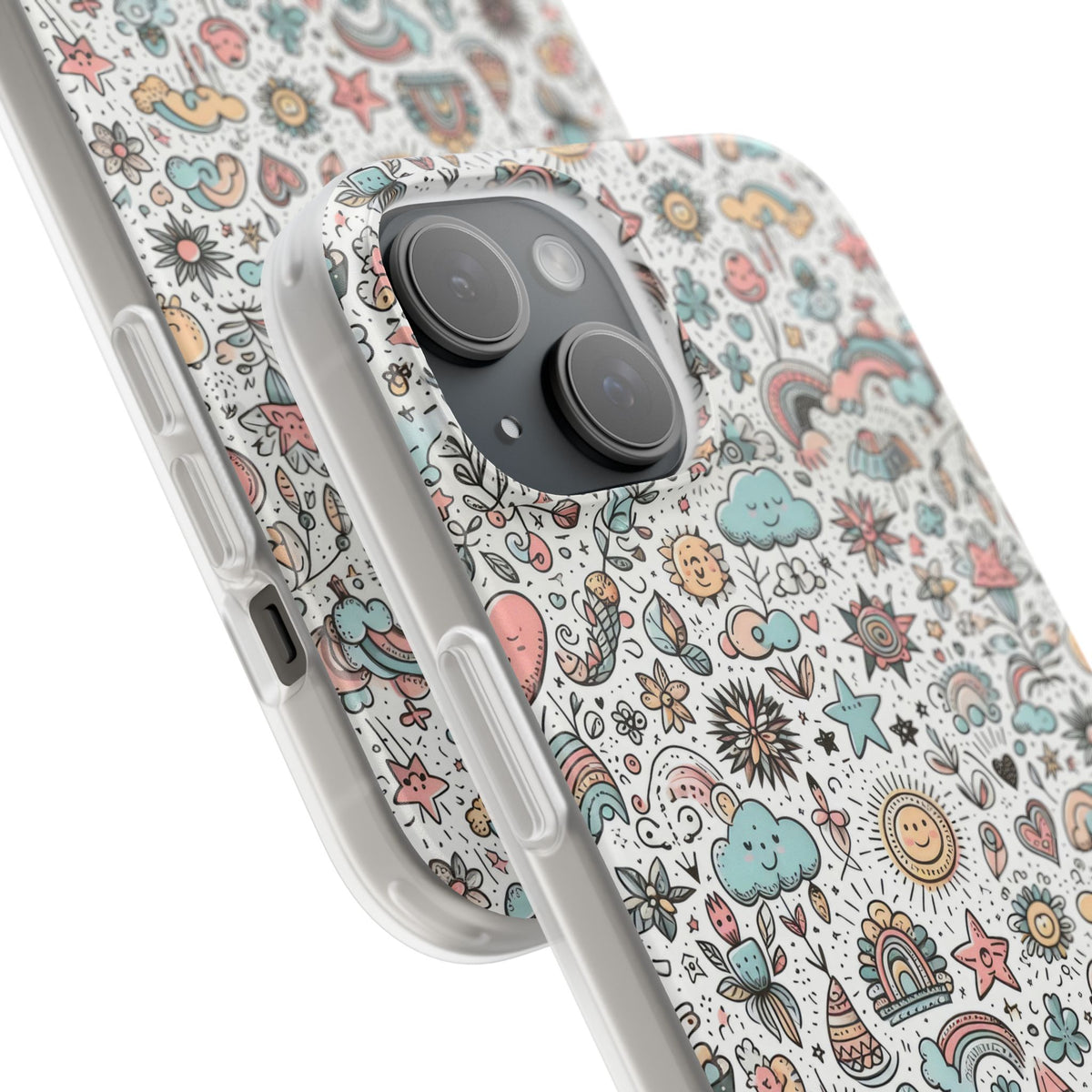 Pastel Doodle Pattern Phone Case – A Playful Touch of Elegance