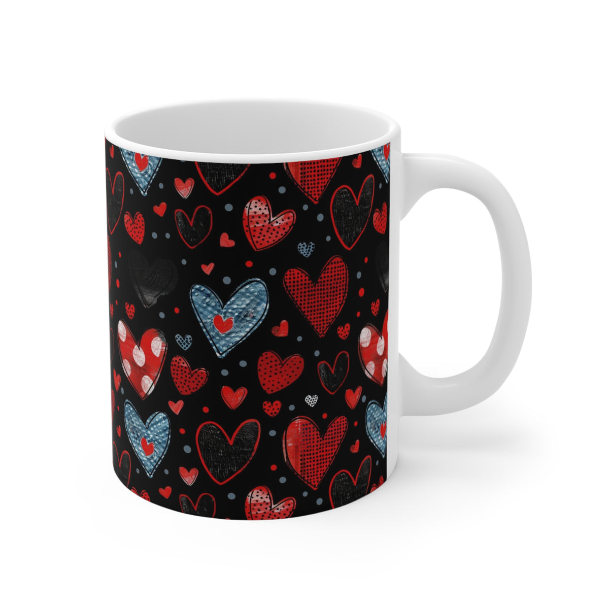 Colorful Heart Design Coffee Mug - Endless Love Pattern Ceramic Cup 1003