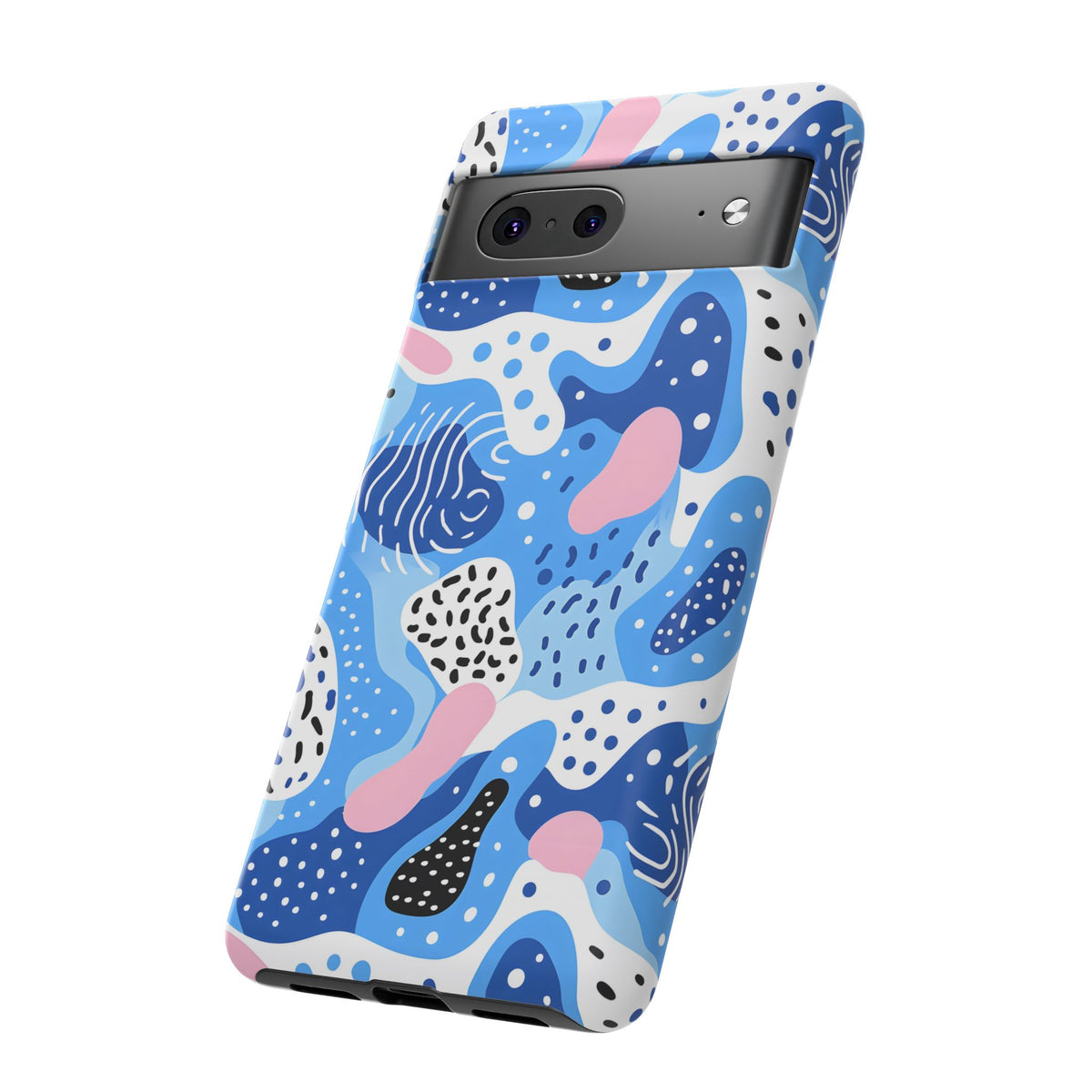 Abstract Baby Blue Memphis Design Phone Case – Sleek and Contemporary Artistry