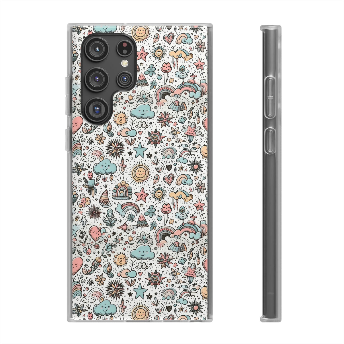 Pastel Doodle Pattern Phone Case – A Playful Touch of Elegance