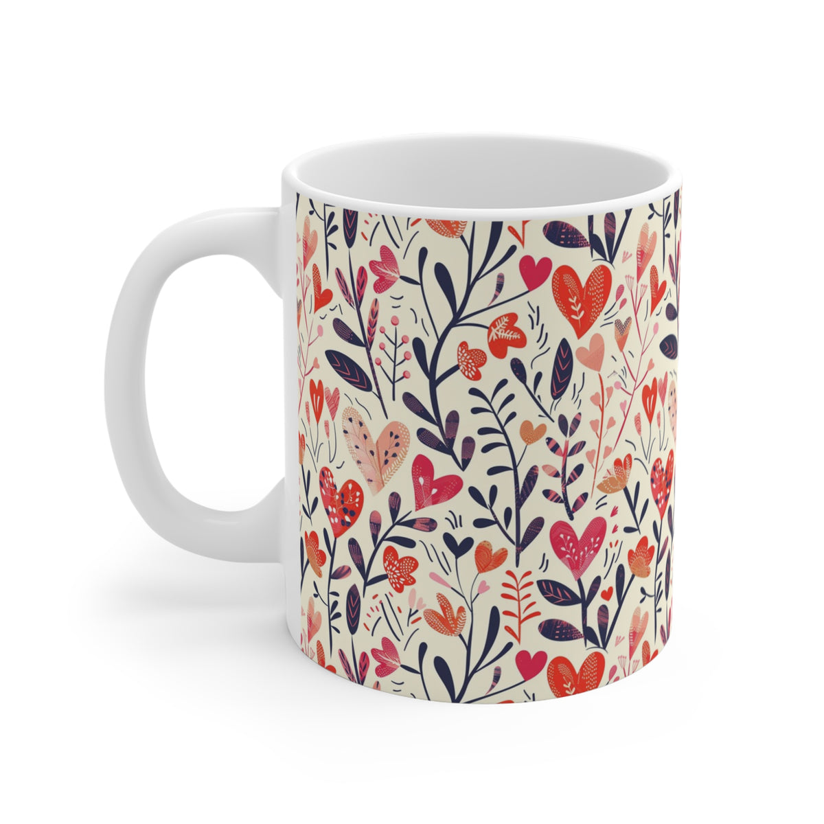 Colorful Heart Design Coffee Mug - Endless Love Pattern Ceramic Cup 207