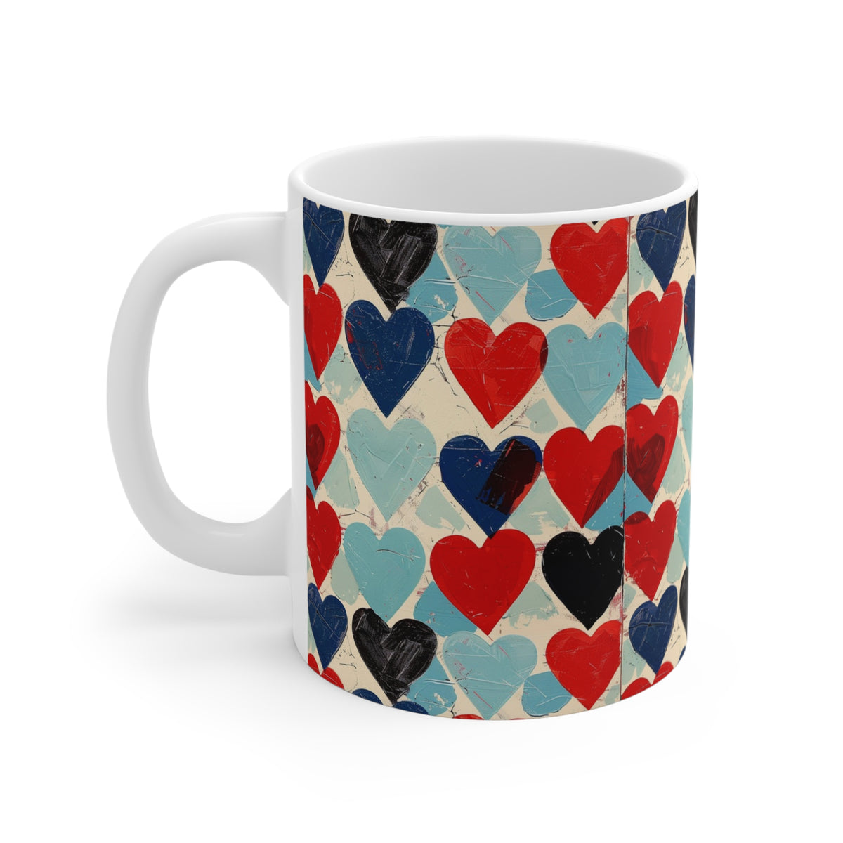 Colorful Heart Design Coffee Mug - Endless Love Pattern Ceramic Cup 320