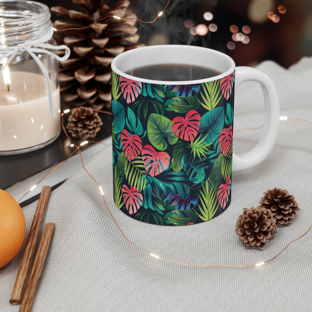 Colorful Heart Design Coffee Mug - Endless Love Pattern Ceramic Cup 821
