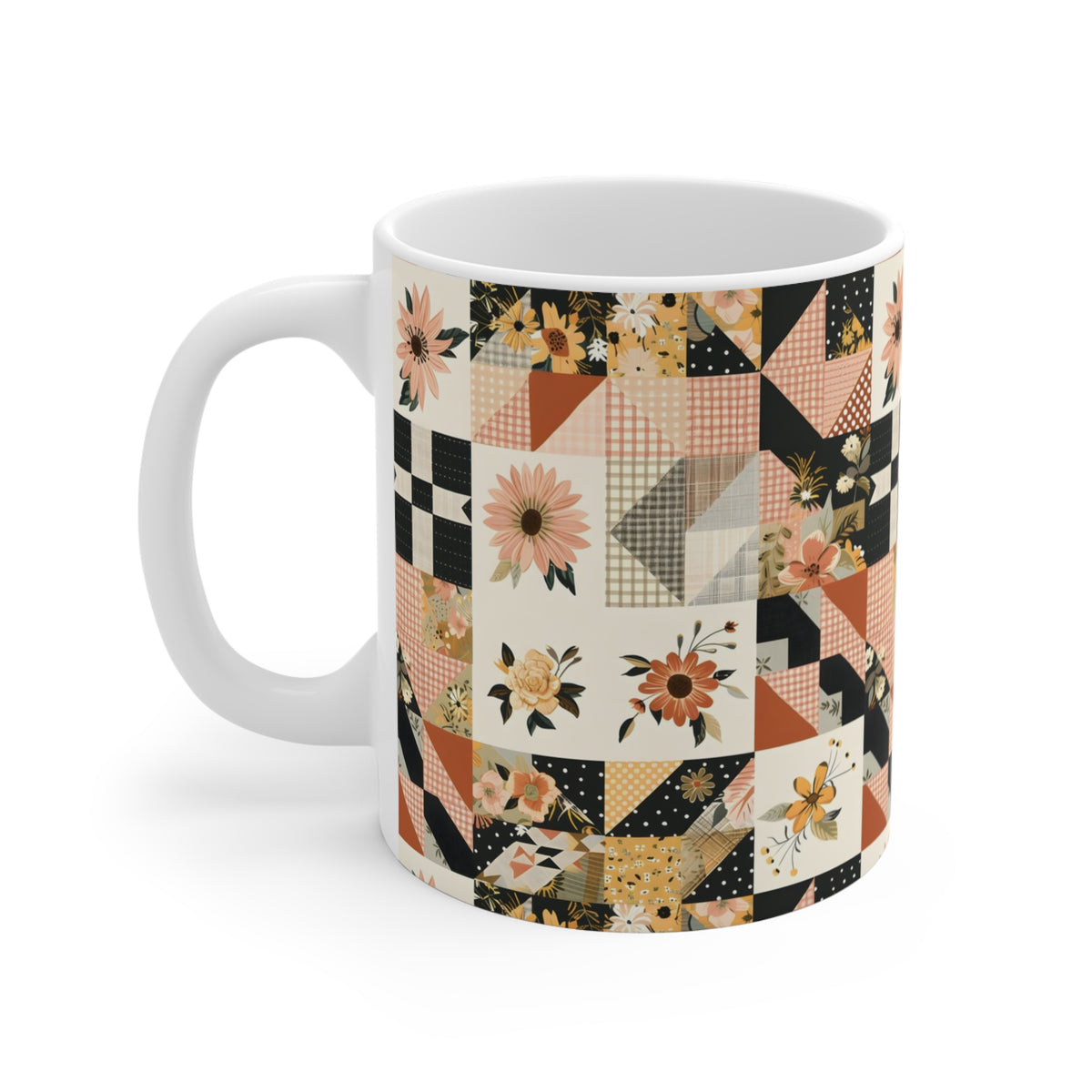 Farmhouse Patchwork Pastel Quilt Pattern Coffee Cup  (5)