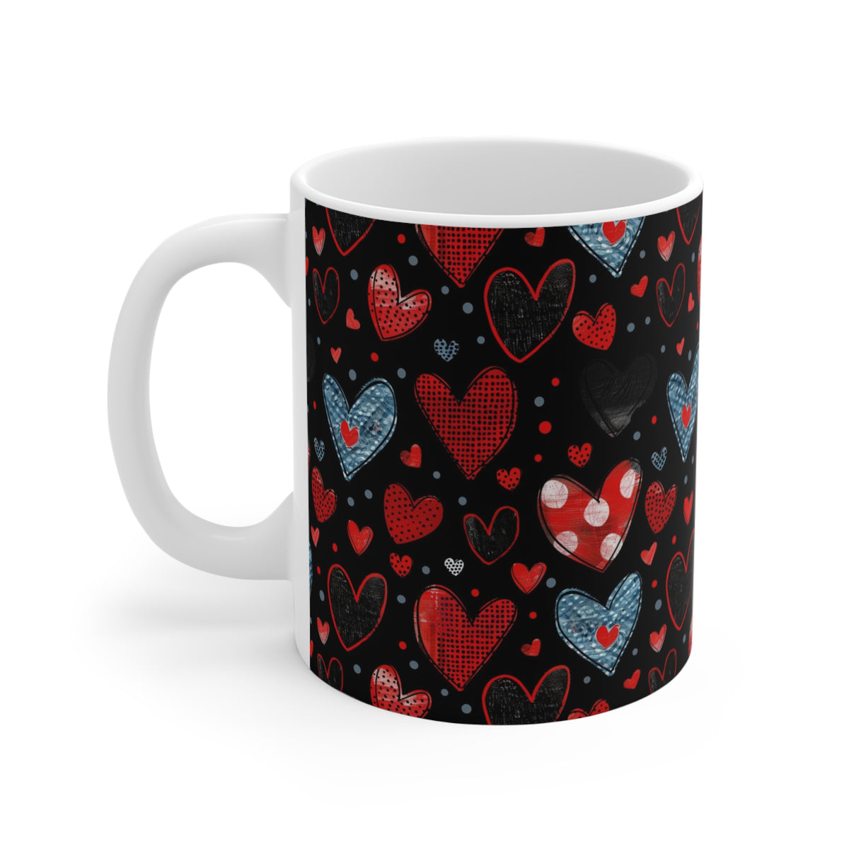 Colorful Heart Design Coffee Mug - Endless Love Pattern Ceramic Cup 1003