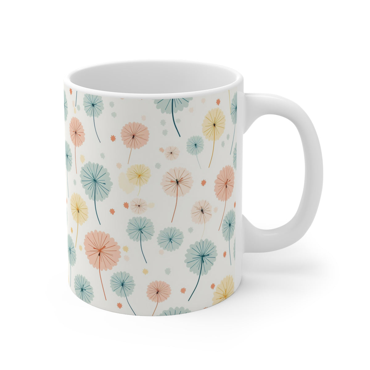 Pastel Dandelion Pattern Coffee Cup-Floral Ceramic Mug for Tea and Coffee  (3)