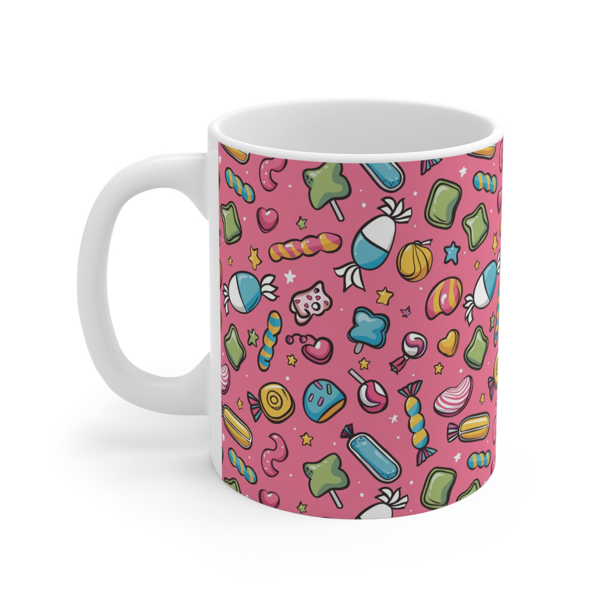 Colorful All-Over Candy Theme Coffee Mug Fun Ceramic Drinkware 279