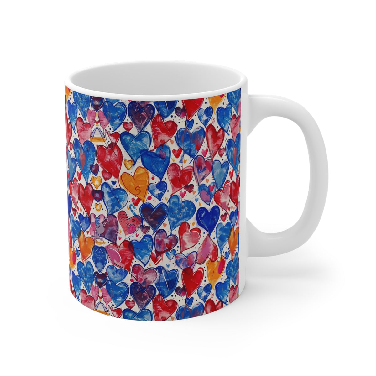 Colorful Heart Design Coffee Mug - Endless Love Pattern Ceramic Cup 577