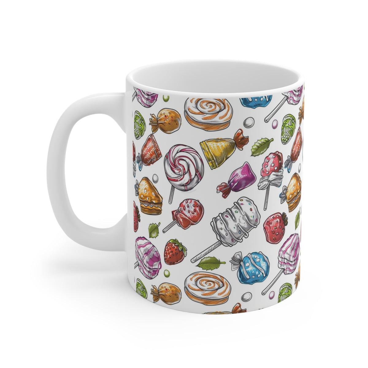 Colorful All-Over Candy Theme Coffee Mug Fun Ceramic Drinkware 215