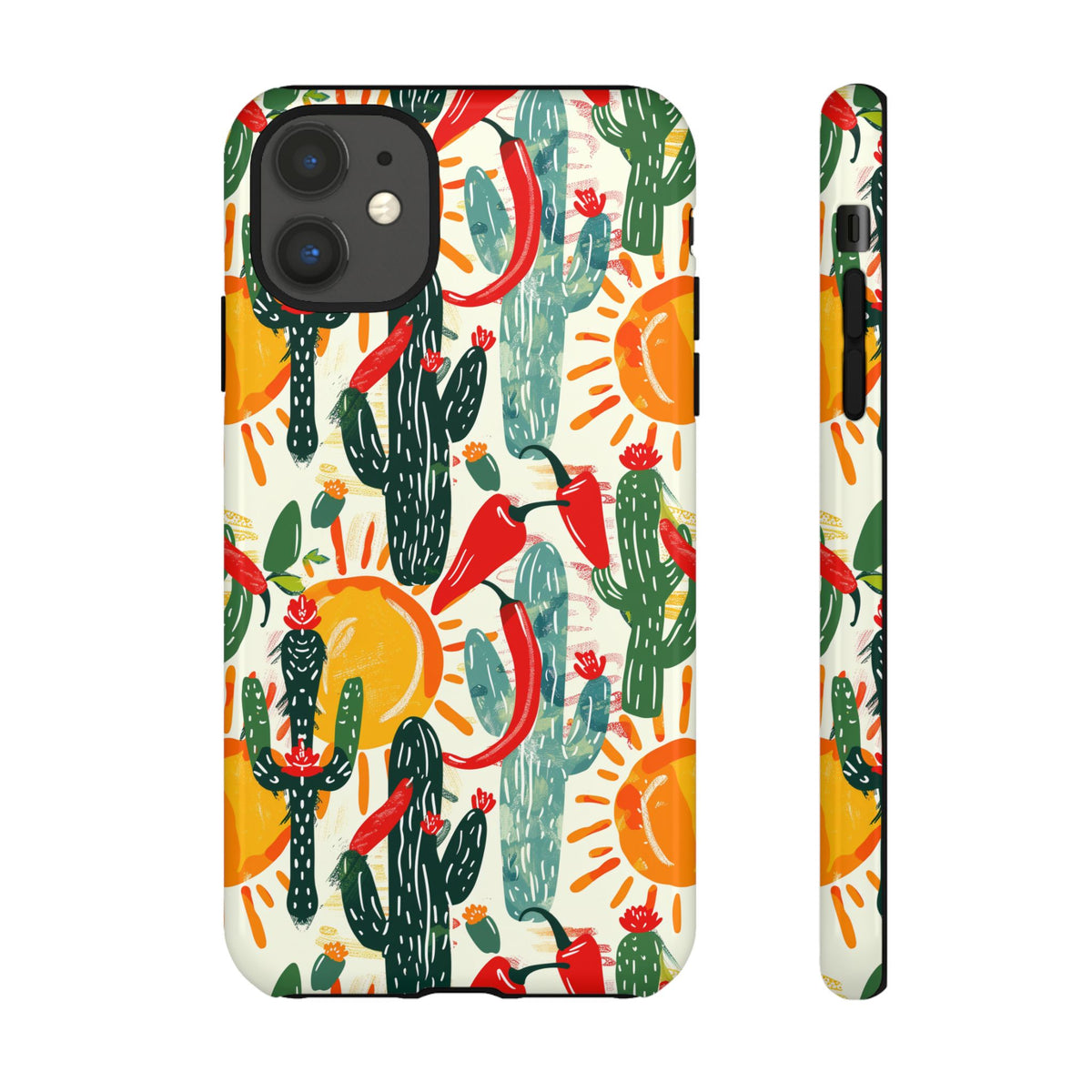 Cactuses, Peppers & Sun Pattern Phone Case – Vibrant Summer Design for Stylish Protection 2