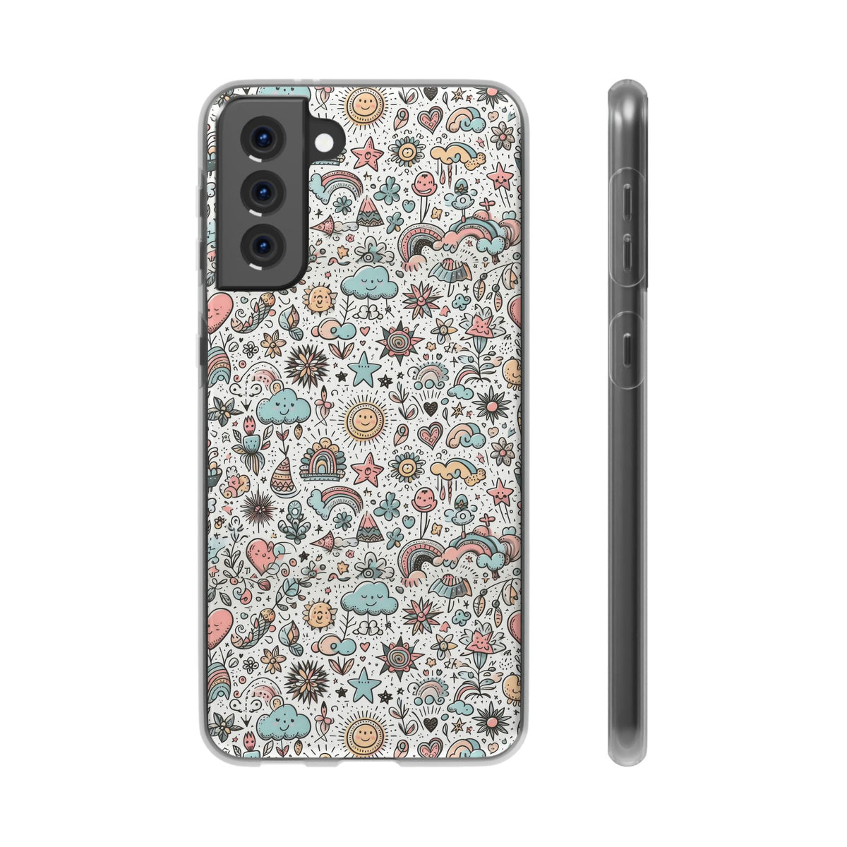 Pastel Doodle Pattern Phone Case – A Playful Touch of Elegance