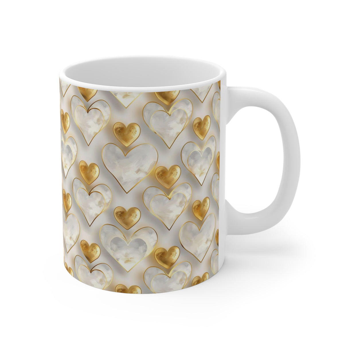 Colorful Heart Design Coffee Mug - Endless Love Pattern Ceramic Cup 280