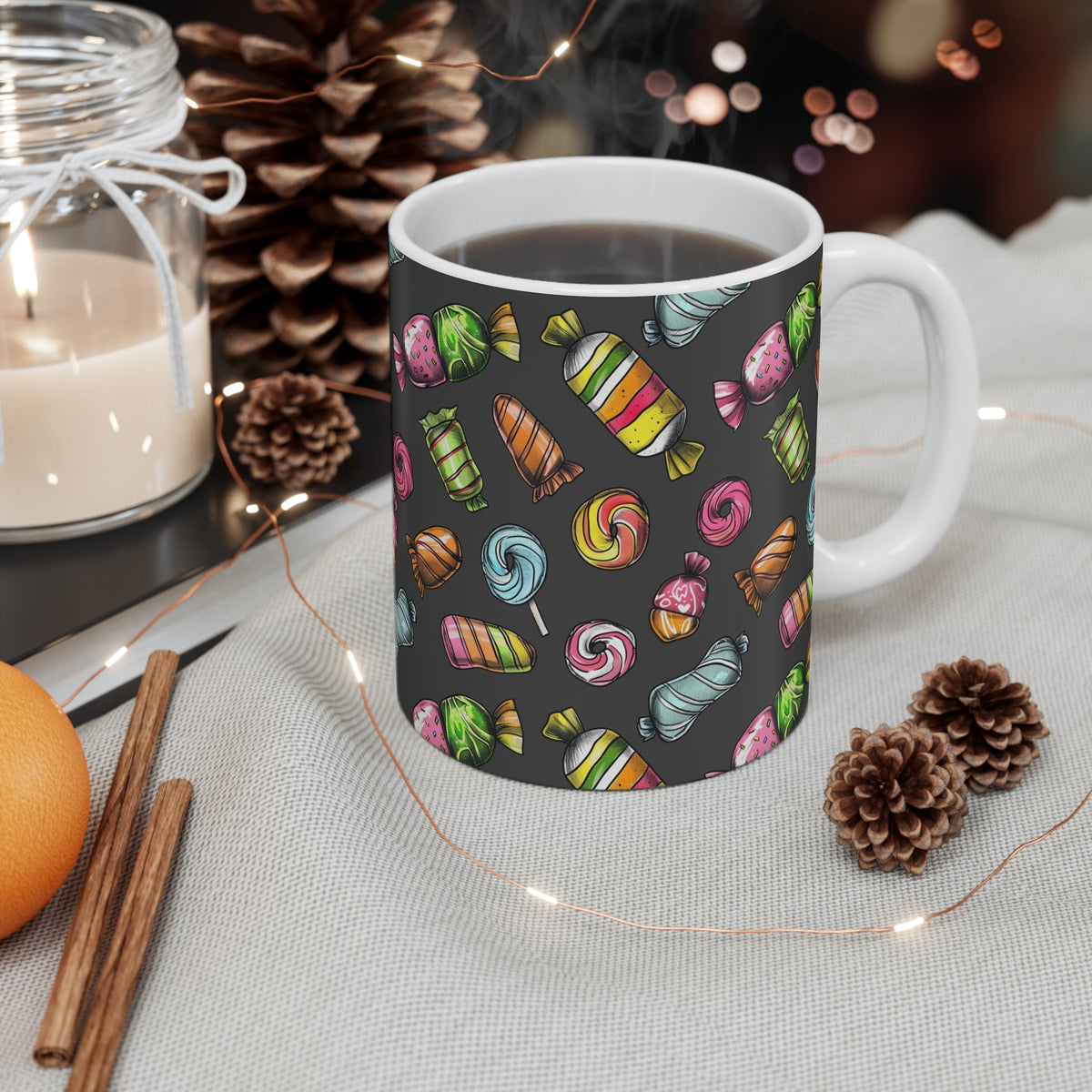 Colorful All-Over Candy Theme Coffee Mug Fun Ceramic Drinkware 297