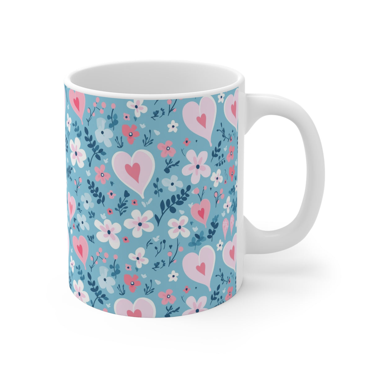Colorful Heart Design Coffee Mug - Endless Love Pattern Ceramic Cup 714