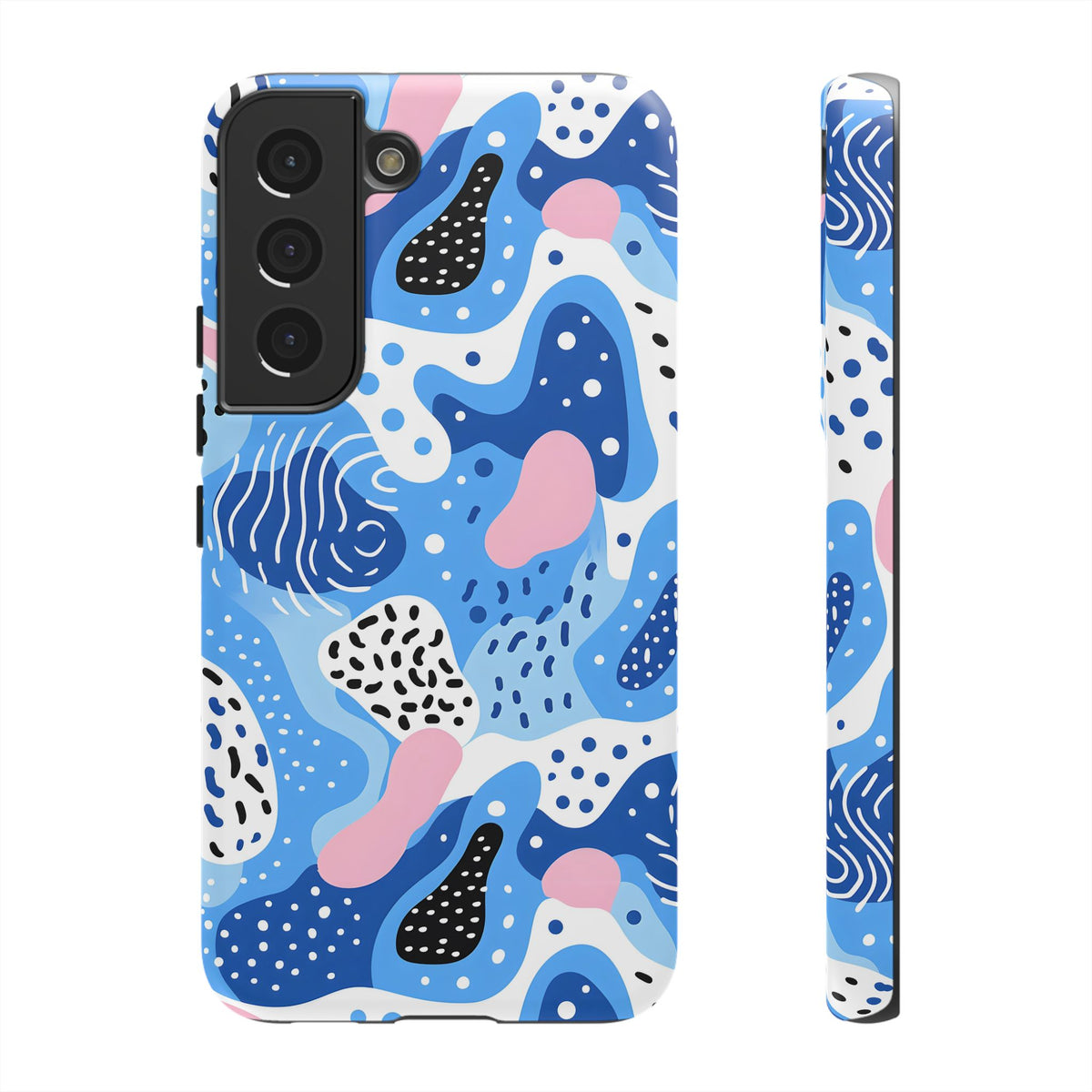 Abstract Baby Blue Memphis Design Phone Case – Sleek and Contemporary Artistry