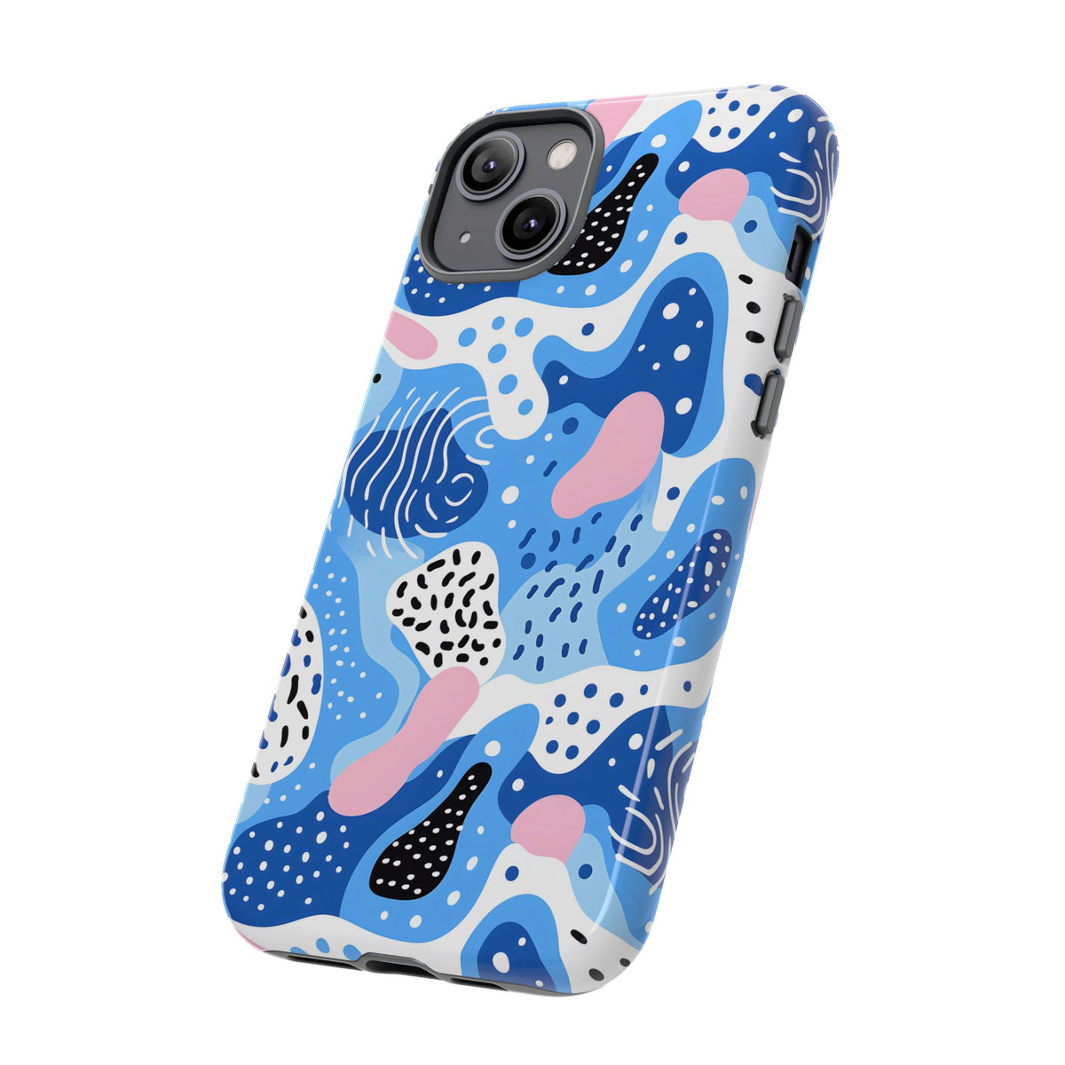 Abstract Baby Blue Memphis Design Phone Case – Sleek and Contemporary Artistry