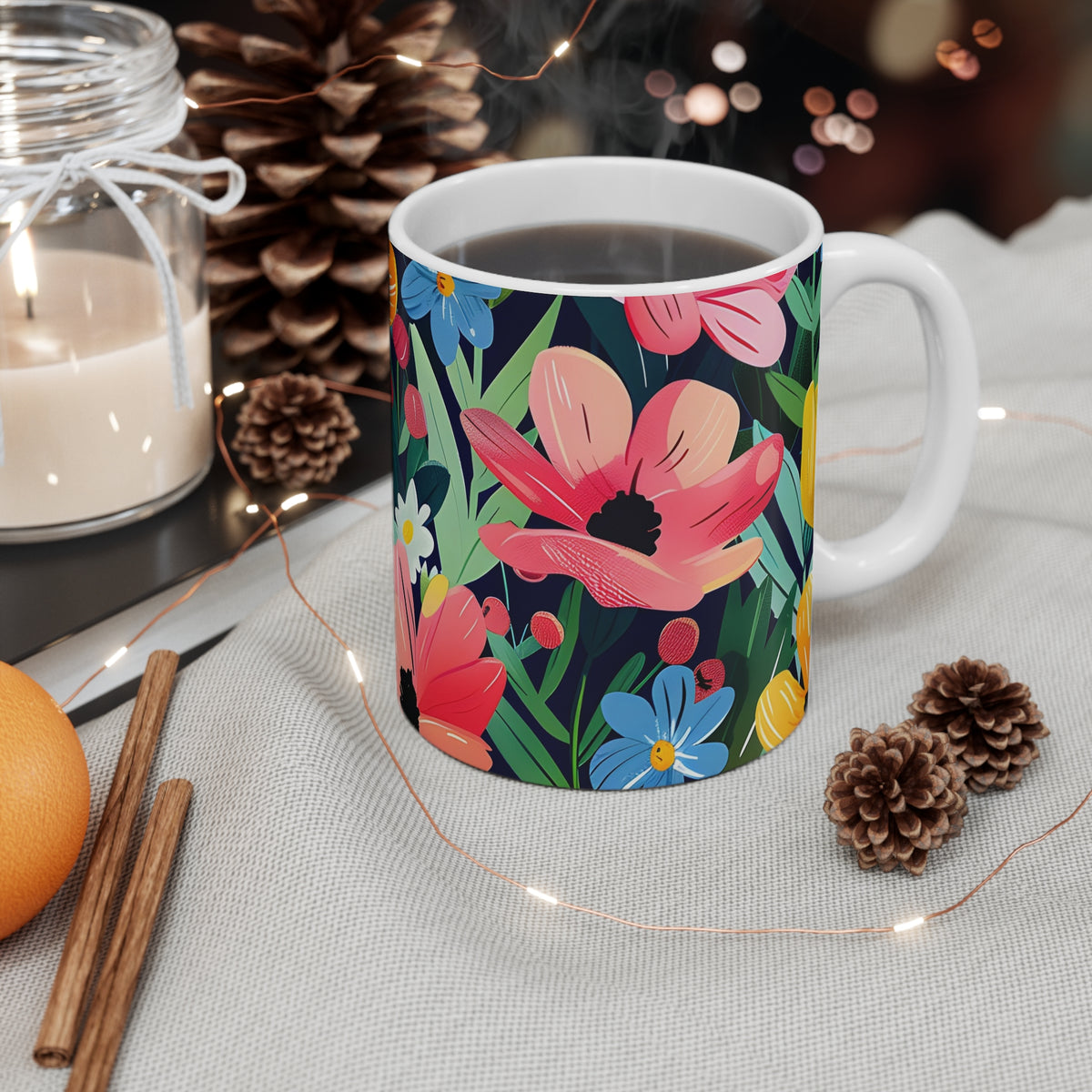 Colorful Spring Flower Pattern Ceramic Coffee Mug  (5)