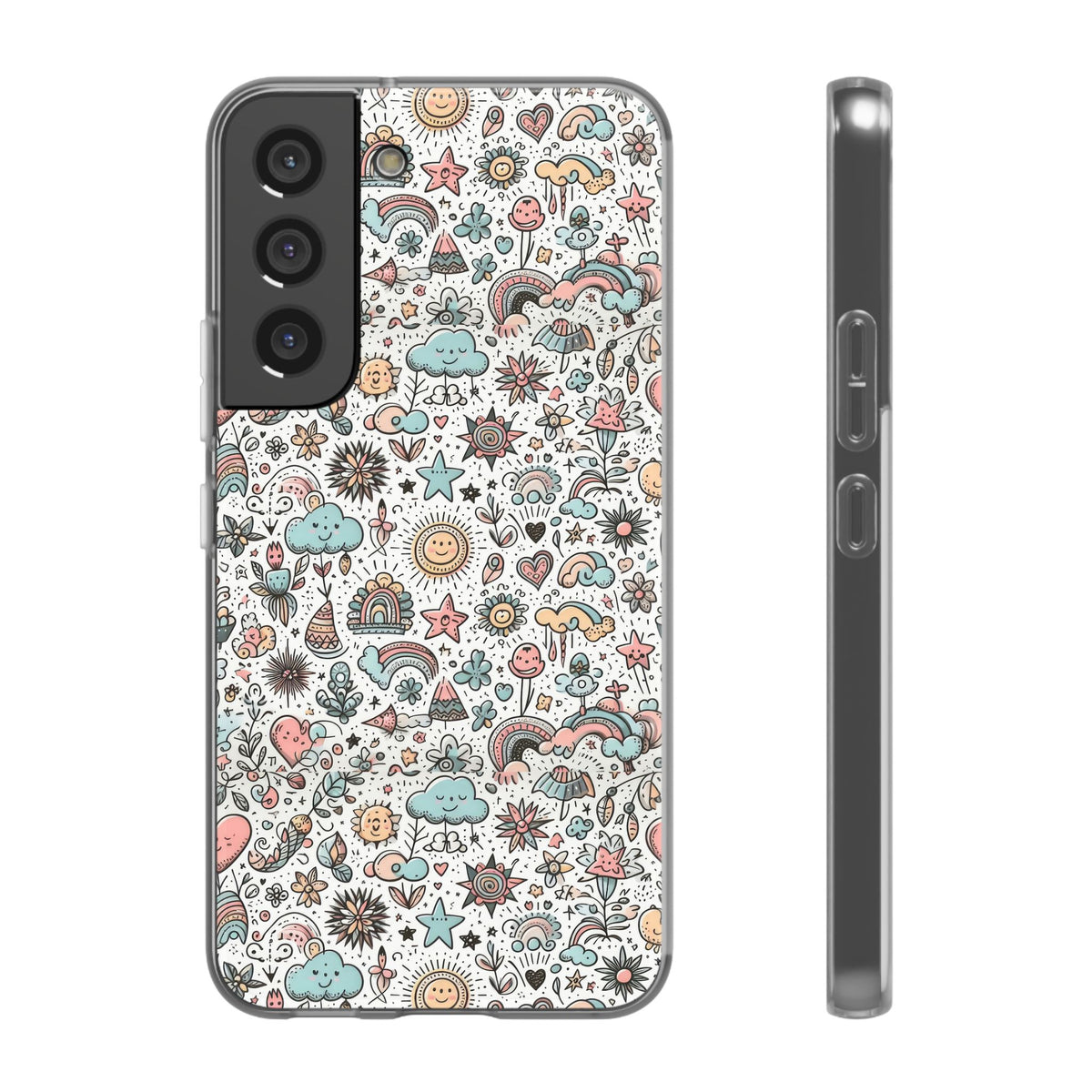 Pastel Doodle Pattern Phone Case – A Playful Touch of Elegance