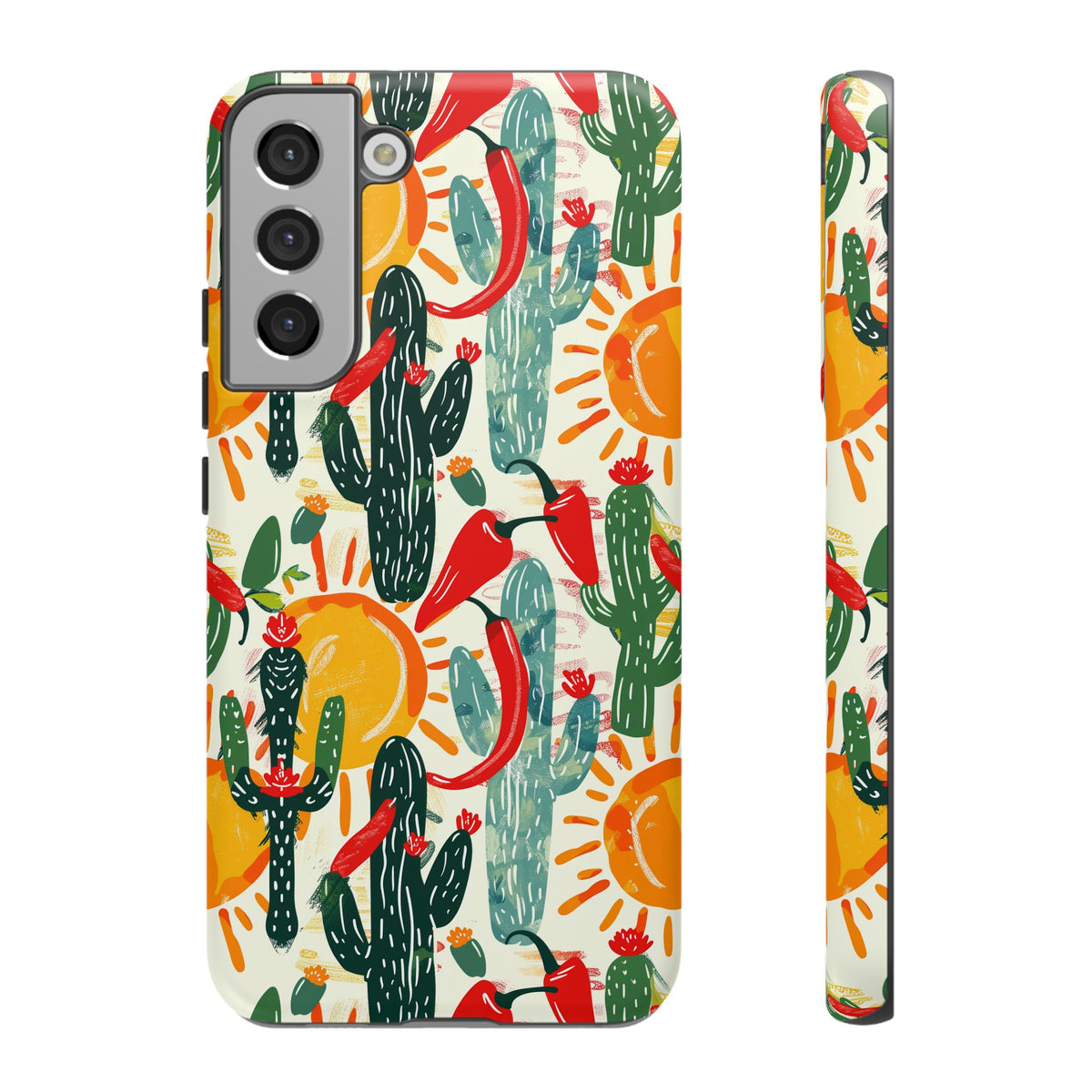 Cactuses, Peppers & Sun Pattern Phone Case – Vibrant Summer Design for Stylish Protection 2