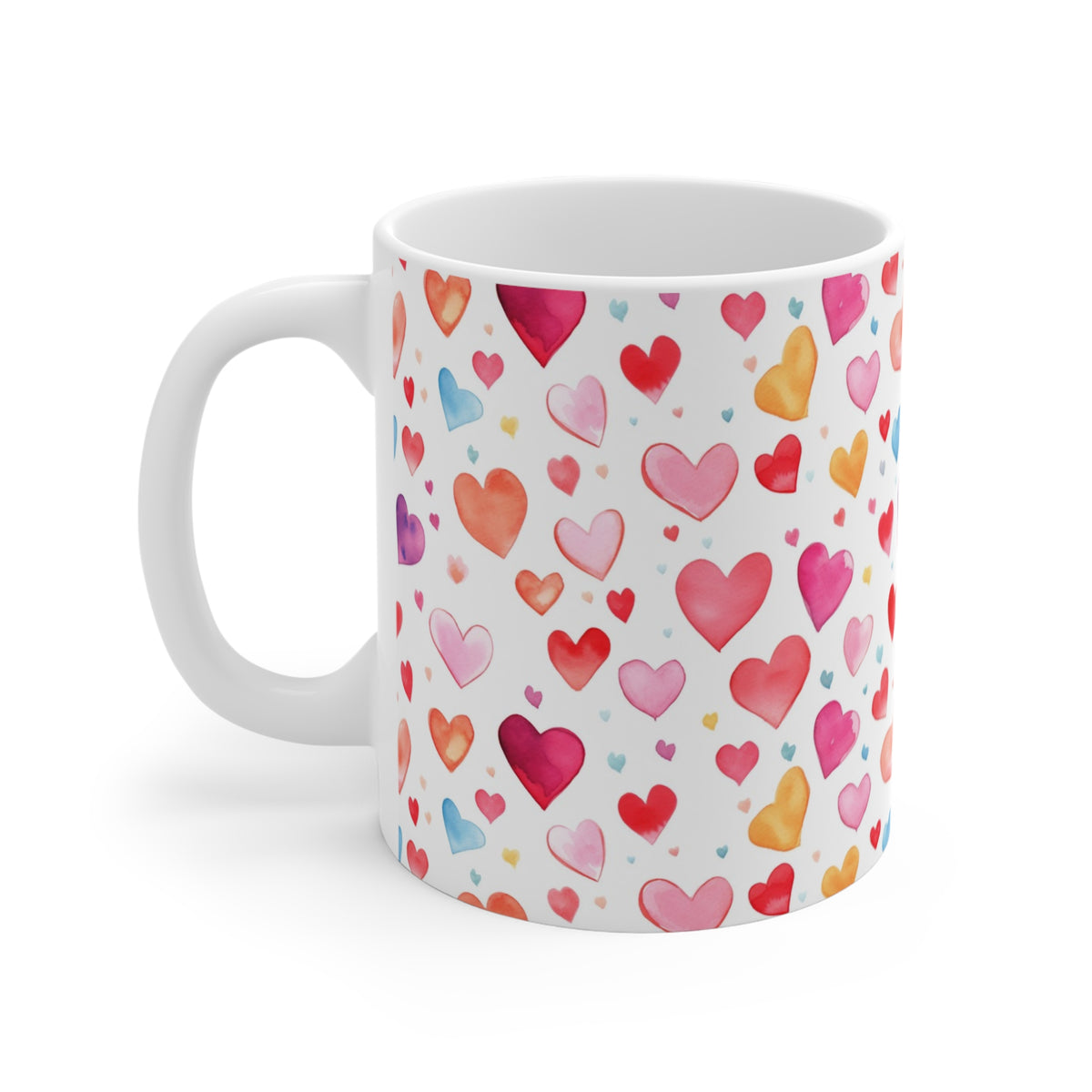 Colorful Heart Design Coffee Mug - Endless Love Pattern Ceramic Cup 959