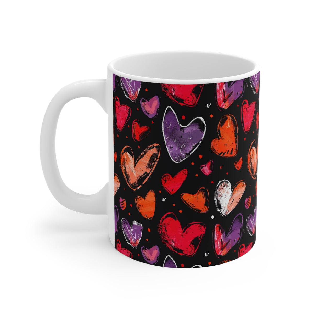 Colorful Heart Design Coffee Mug - Endless Love Pattern Ceramic Cup 123