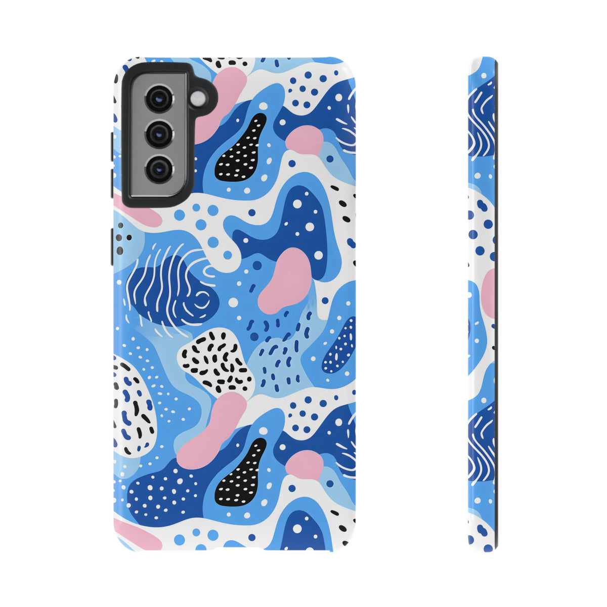 Abstract Baby Blue Memphis Design Phone Case – Sleek and Contemporary Artistry