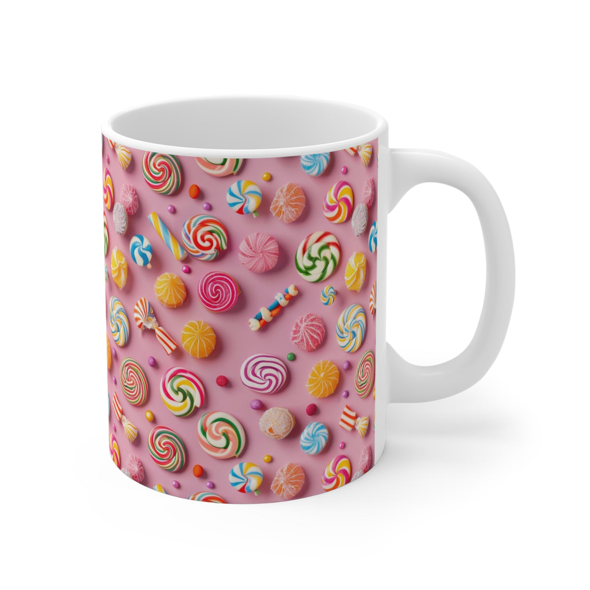 Colorful All-Over Candy Theme Coffee Mug Fun Ceramic Drinkware 146