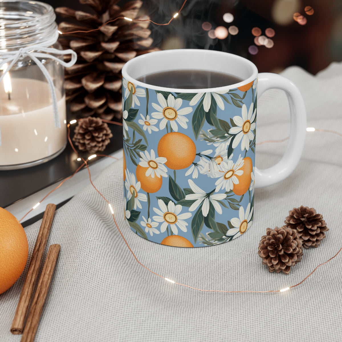 Vibrant Infinite Fruit Pattern Coffee Mug - Unique Ceramic Drinkware 696