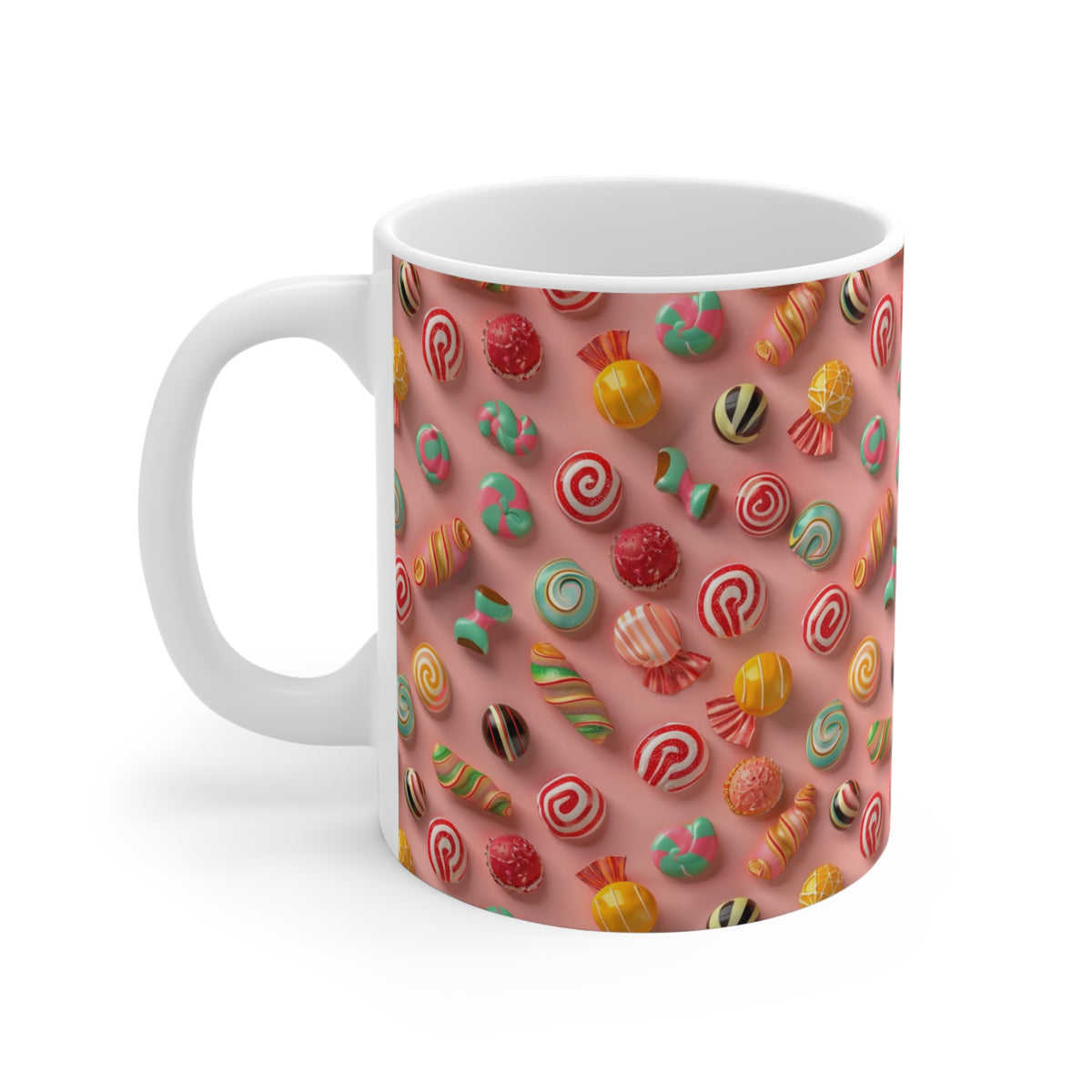 Colorful All-Over Candy Theme Coffee Mug Fun Ceramic Drinkware 331