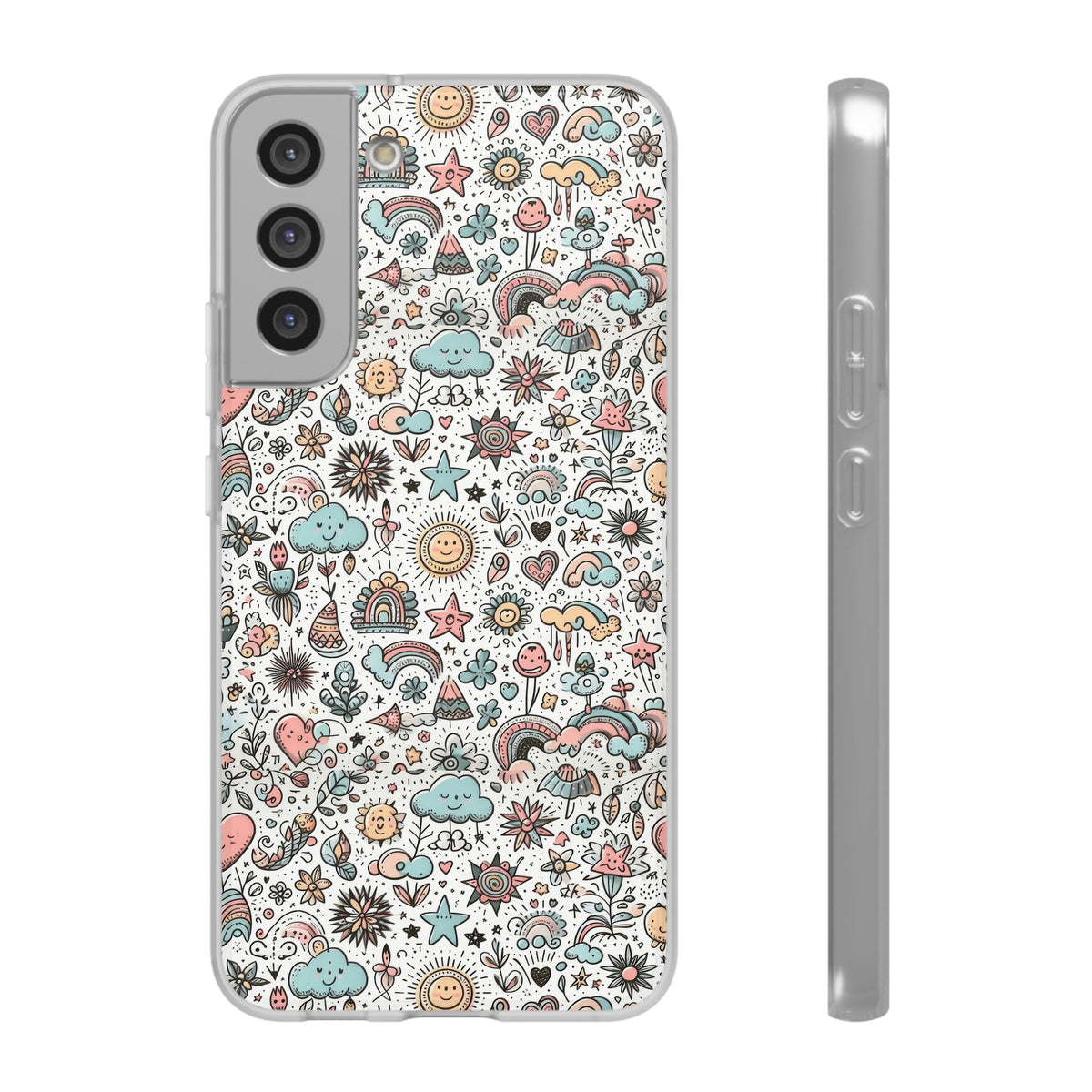 Pastel Doodle Pattern Phone Case – A Playful Touch of Elegance