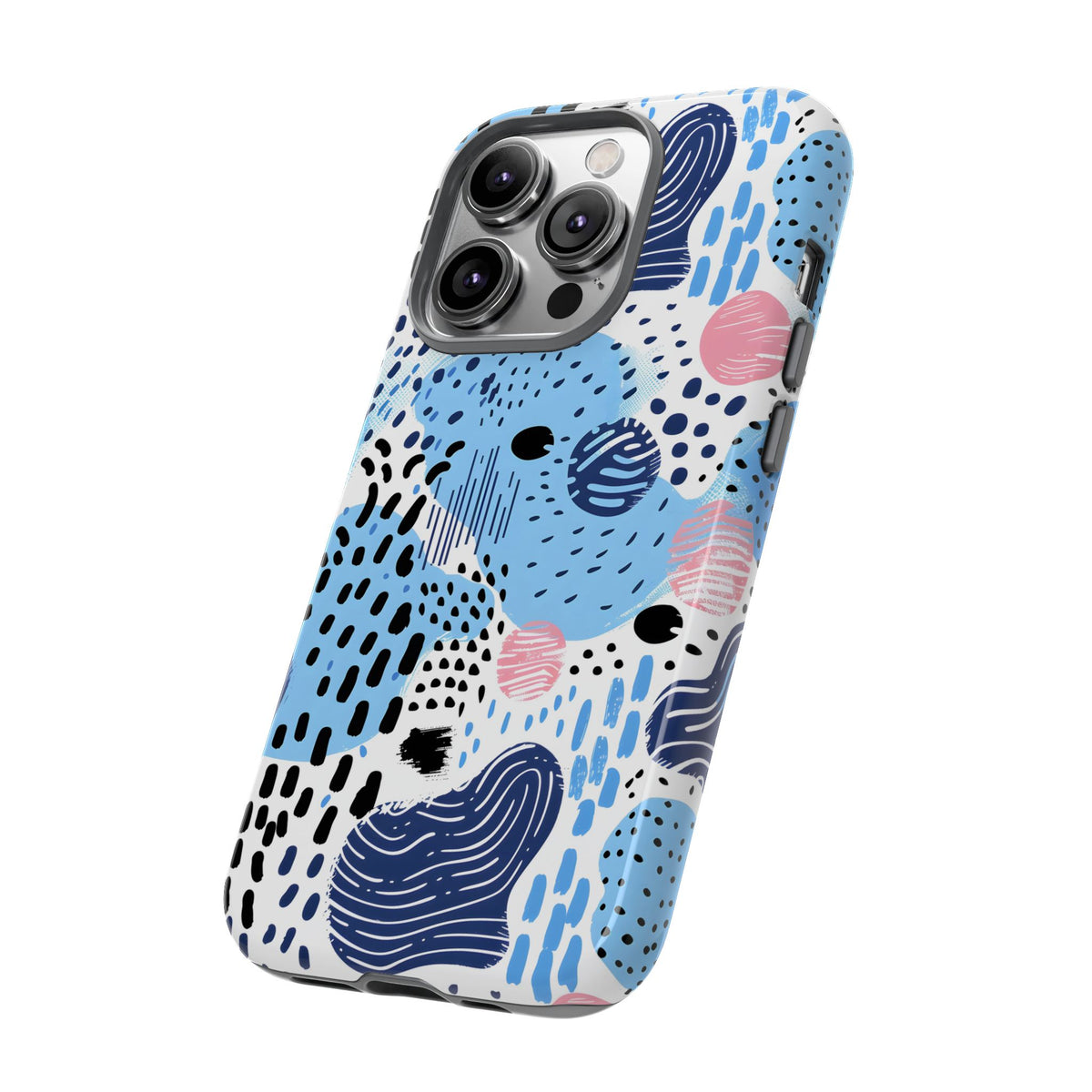 Abstract Baby Blue Memphis Design Phone Case – Sleek and Contemporary Artistry 3