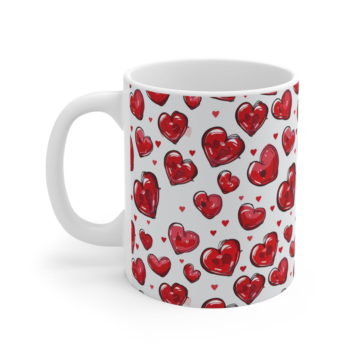 Colorful Heart Design Coffee Mug - Endless Love Pattern Ceramic Cup 777
